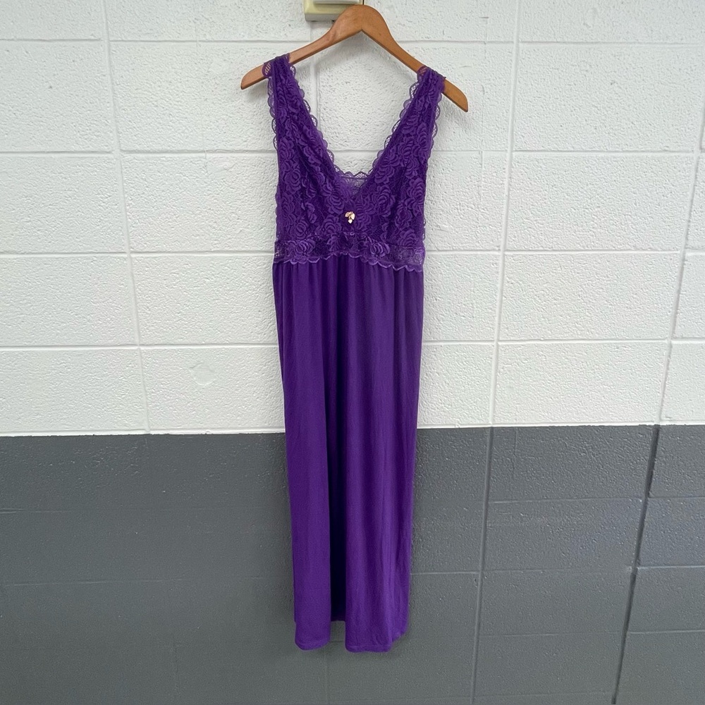Lace Trim Purple Nightgown - Picture 2 of 8